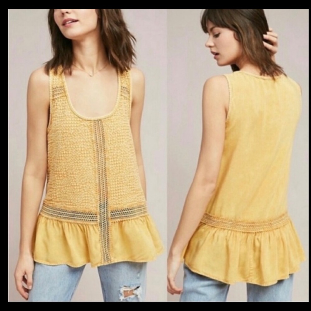 Anthropologie Eri + Ali Savoia Flounce Tank Top XS